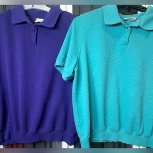 Retro Textured Polo Sweatshirt Bundle Purple & Green 2X